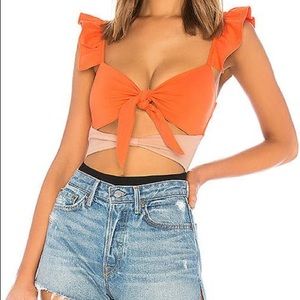 LPA double knot bodysuit with ruffle